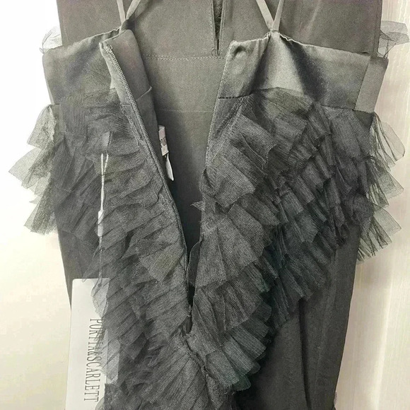Portia and Scarlett PS1973 Black Ruffled Translucent Gown Size 4 - Picture 9 of 13